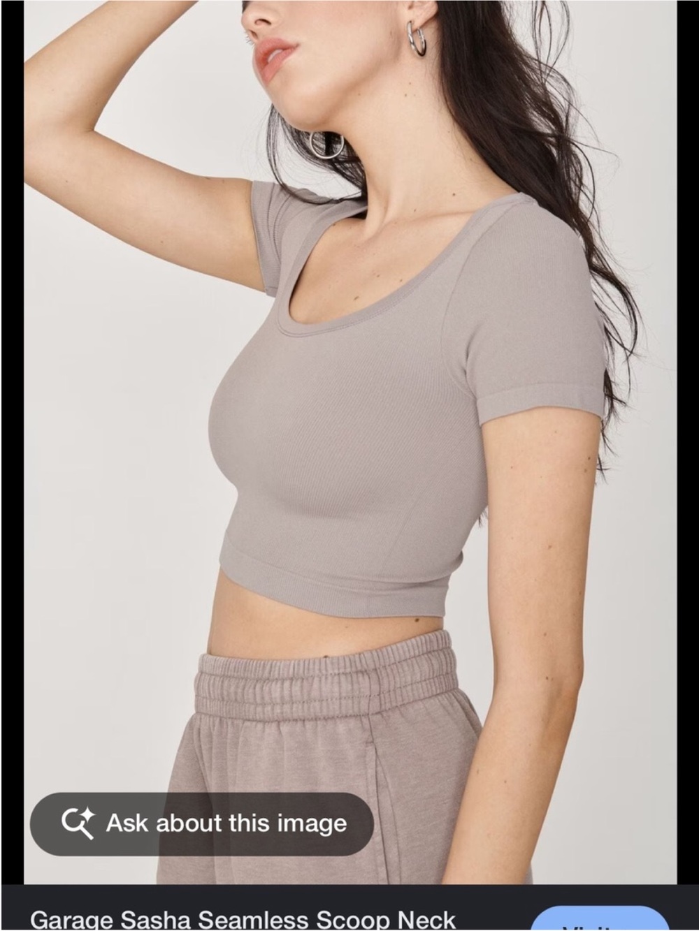 Garage Seamless ribbed Scoop Neck Crop Top Taupe size xs